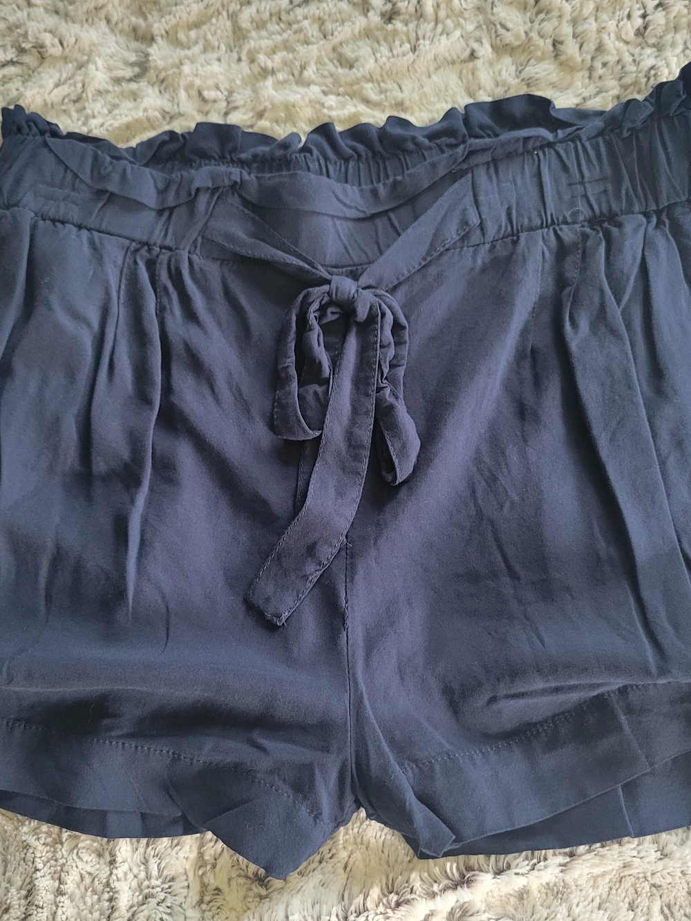 Women's Navy Tie-Waist Soft Pull-On Shorts